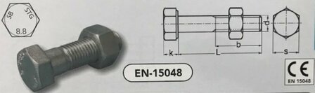 m 18 x 70 SB bouten+moer(4014/4032) staal verzinkt (15048/8.8 VPE:25)