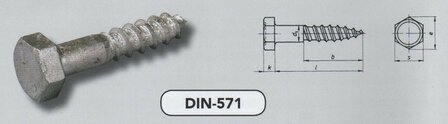 &nbsp; 8x 40 houtdraadbouten staal TZN (571 VPE:200)