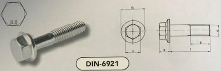 m  6x 12 zesk.flensbouten zonder vert. verzinkt (6921/8.8 VPE:500)