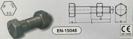 m 16 x 80 SB bouten+moer(4014/4032) staal verzinkt (15048/8.8 VPE:25)