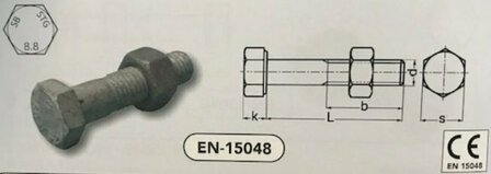 m 10 x 50 SB bouten+moer(4014/4032) staal TZN-iso (15048/8.8 VPE:100)