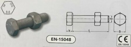 m 10 x 20 SB bouten+moer(4017/4032) staal TZN-iso (15048/8.8 VPE:100)