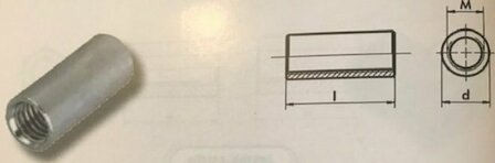 m  6X20X10 Ronde verbindingsmoeren verzinkt (VPE:200)