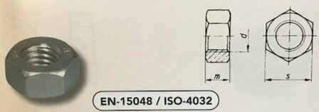 m 12 SB-zeskantmoeren staal verzinkt (4032/8 VPE:100)