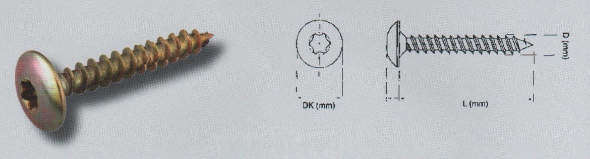 CILINDERKOP-SCHARNIERSCHROEVEN-TORX-GEEL