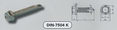  4,8X 25 SW8 boorschroef 6knt kop +Vert. verzinkt (7504K VPE:1)