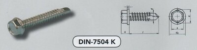  6,3X 22 SW10 boorschroef 6knt kop +Vert. verzinkt (7504K VPE:100)