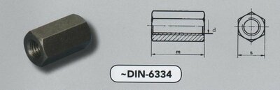 m  8  6-kant koppelmoeren staal blank (6334 VPE:100)