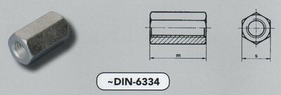 m 12  6-kant koppelmoeren staal verzinkt (6334 VPE:100)