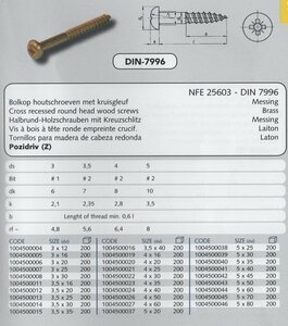  5,0x 25 houtschr RK pozi messing (7996 VPE:200)