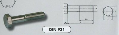 m  6x120 zeskantbouten staal verzinkt (931/8.8 VPE:100)