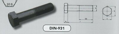 m 10x 80 zeskantbouten staal zwart (931/10.9 VPE:100)