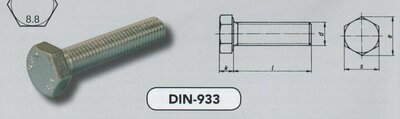 m  5x  8 zeskanttapbouten staal verzinkt (933/8.8 VPE:500)