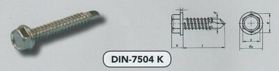  3,9X 13 SW5,5 boorschroef 6knt kop +Vert. verzinkt (7504K VPE:1000)