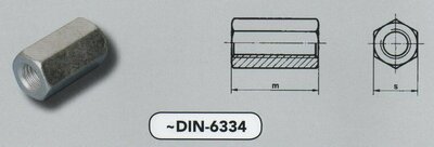 m  8  6-kant koppelmoeren staal verzinkt (6334 VPE:100)